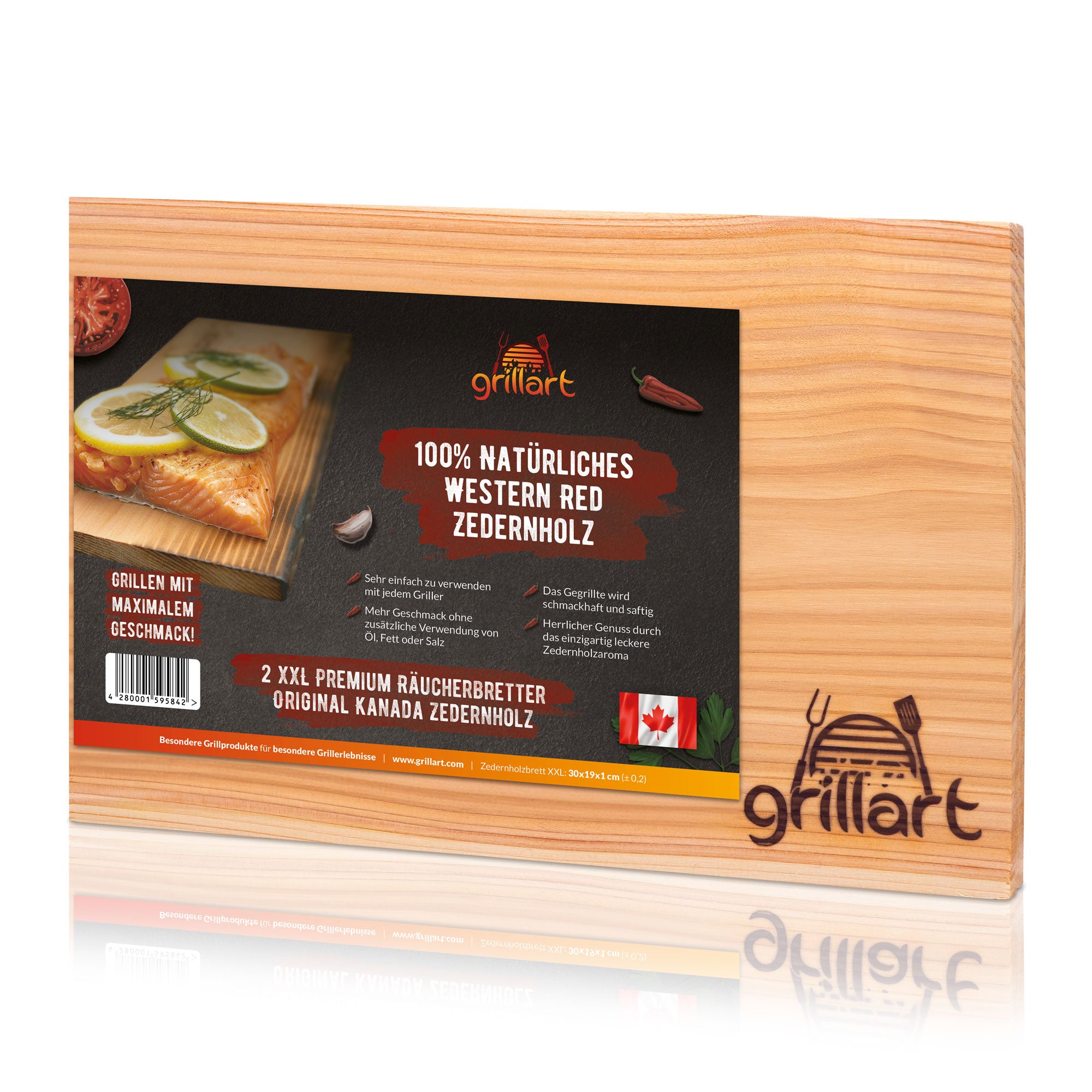 B-Ware! - Räucherbretter zum Grillen – aus 100% natürlichem Holz - Es können Risse und Astlöcher vorkommen! - grillart®