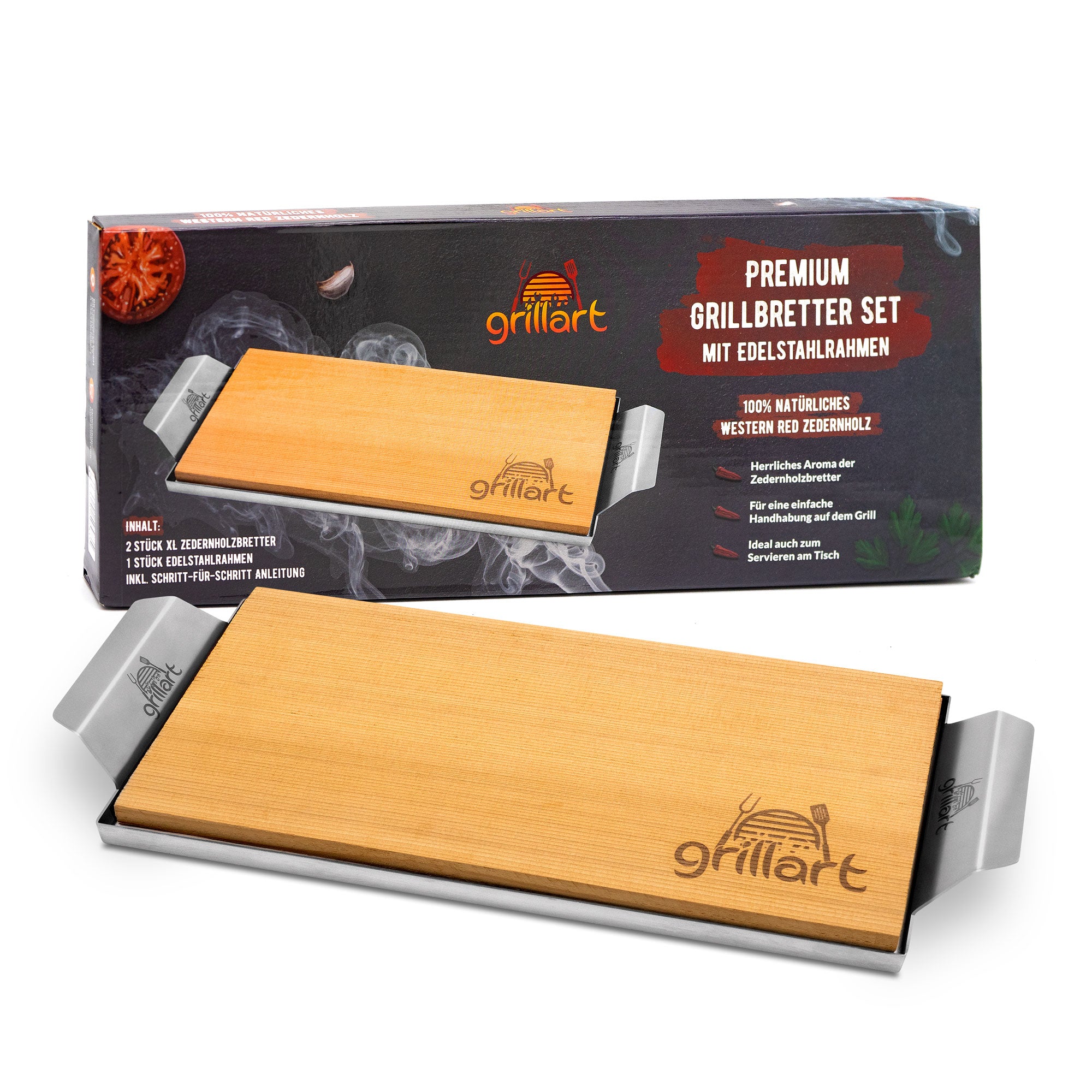 B-Ware! - Räucherbretter zum Grillen – aus 100% natürlichem Holz - Es können Risse und Astlöcher vorkommen! - grillart®