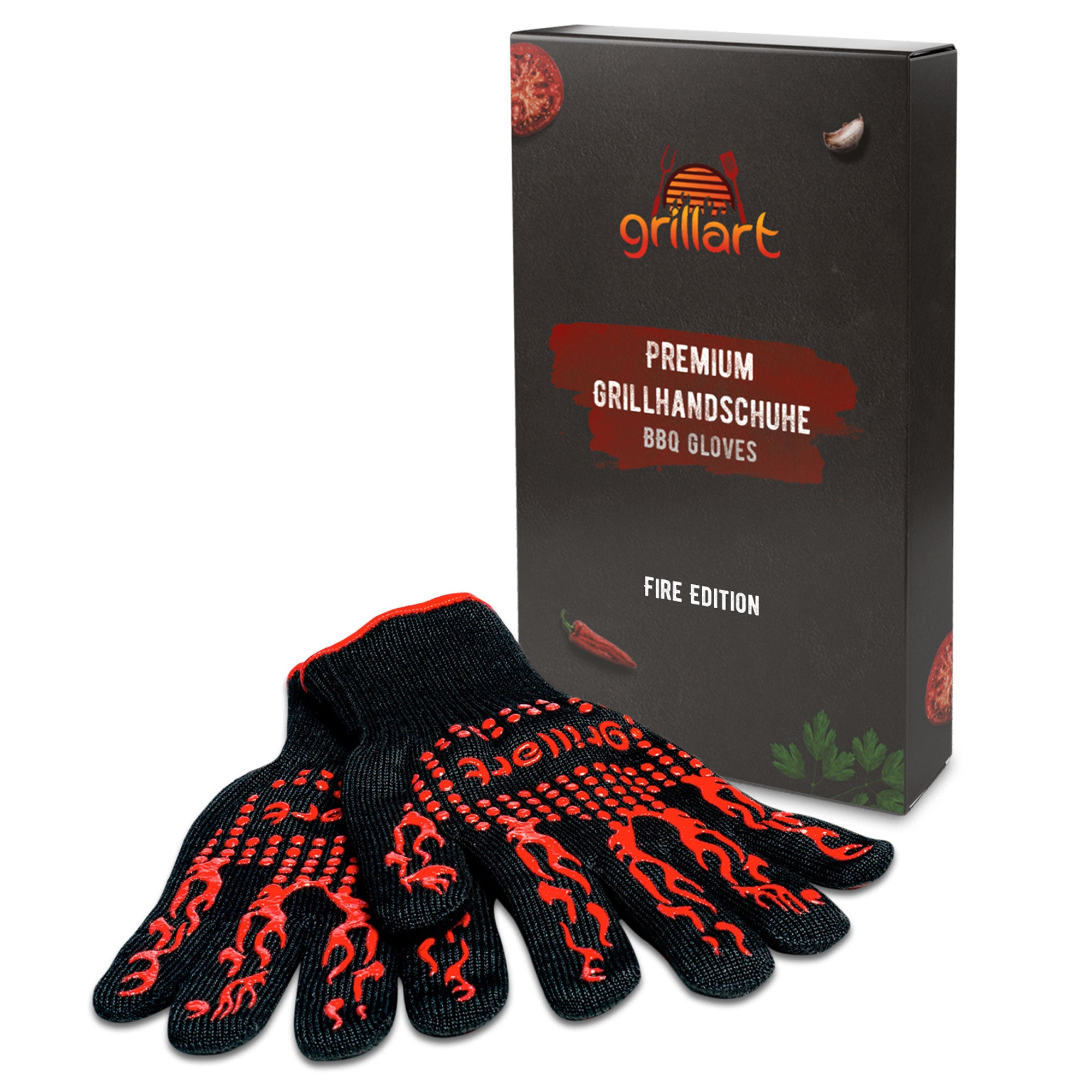 B- Ware! Hochwertige Grillhandschuhe – extrem hitzebeständig aus Aramidfasern - Verpackung kann eingerissen oder beschädigt sein! - grillart®