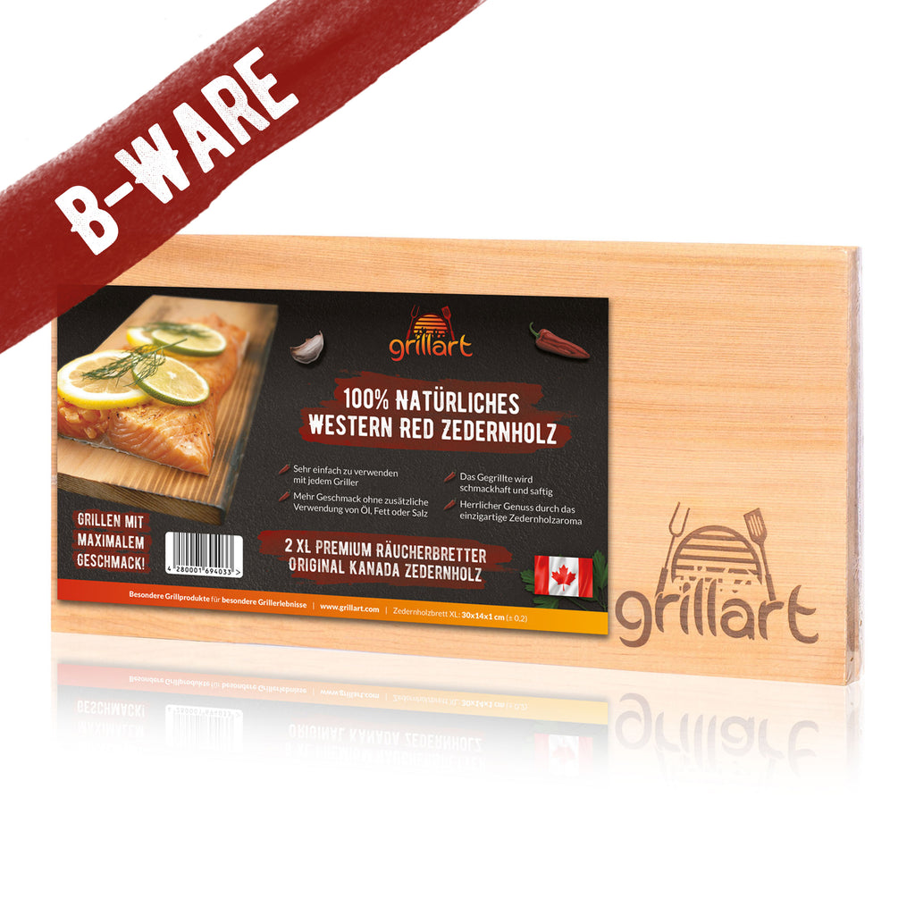 B-Ware! - Räucherbretter zum Grillen – aus 100% natürlichem Holz - Es können Risse und Astlöcher vorkommen! - grillart®