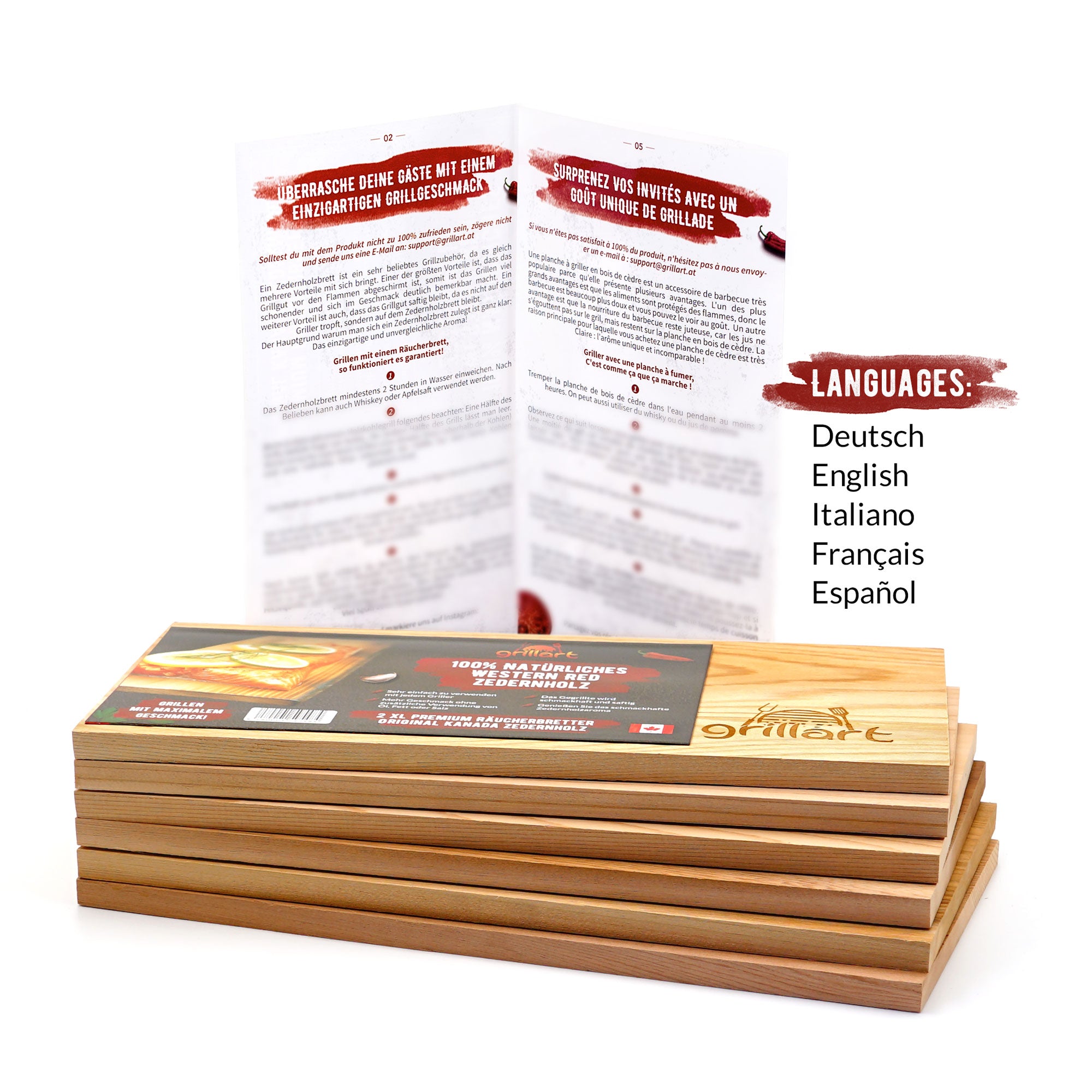 B-Ware! - Räucherbretter zum Grillen – aus 100% natürlichem Holz - Es können Risse und Astlöcher vorkommen! - grillart®