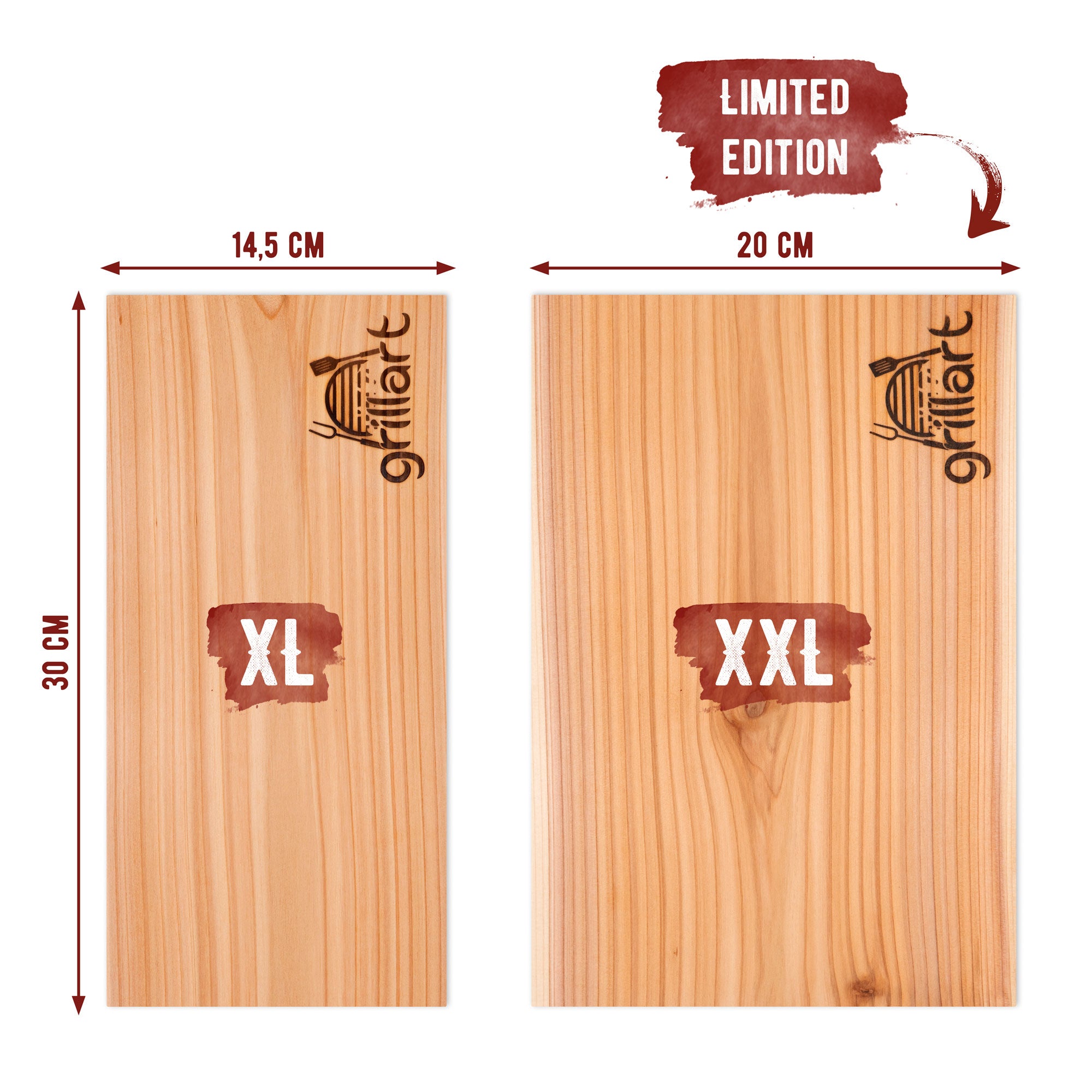 B-Ware! - Räucherbretter zum Grillen – aus 100% natürlichem Holz - Es können Risse und Astlöcher vorkommen! - grillart®
