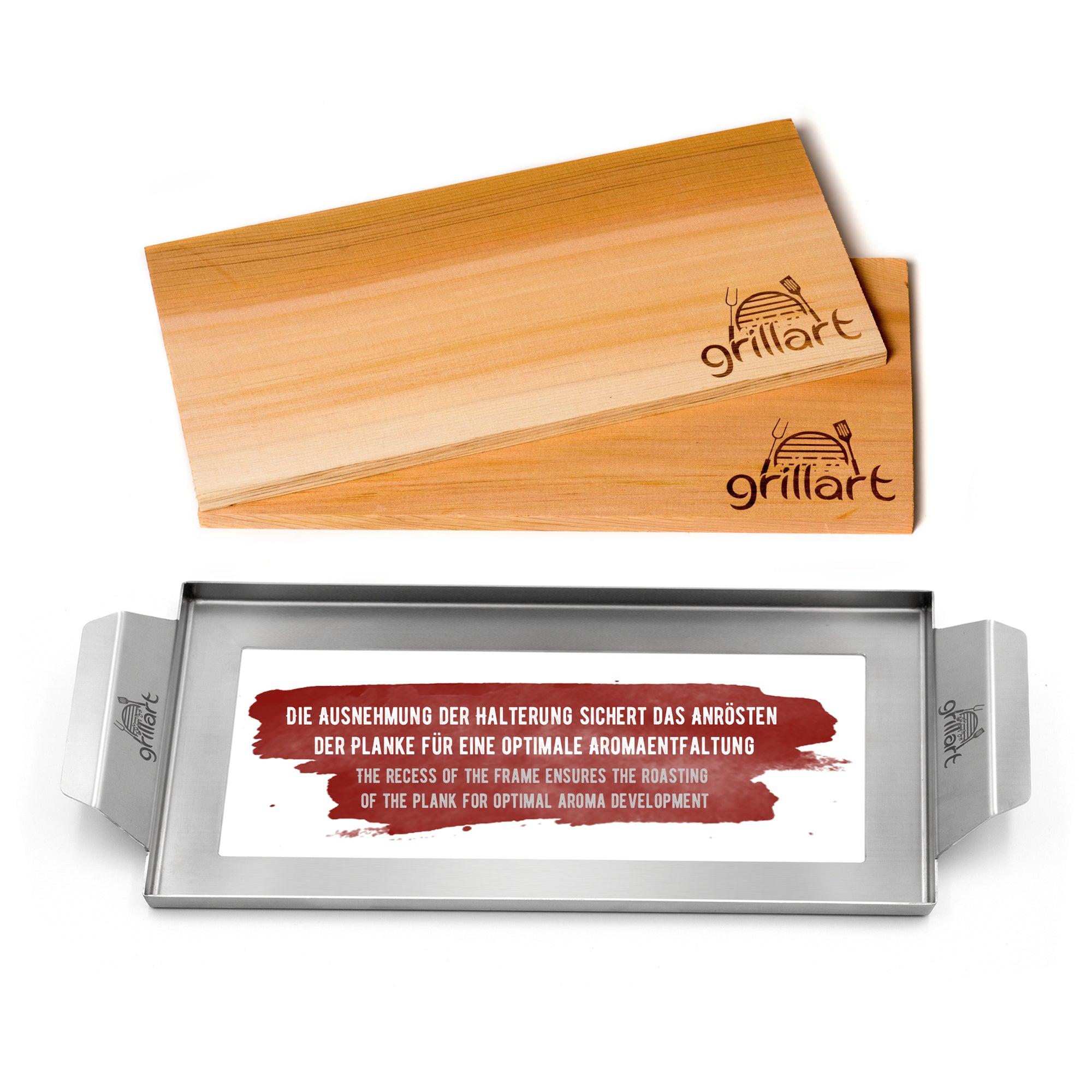 B-Ware! - Räucherbretter zum Grillen – aus 100% natürlichem Holz - Es können Risse und Astlöcher vorkommen! - grillart®
