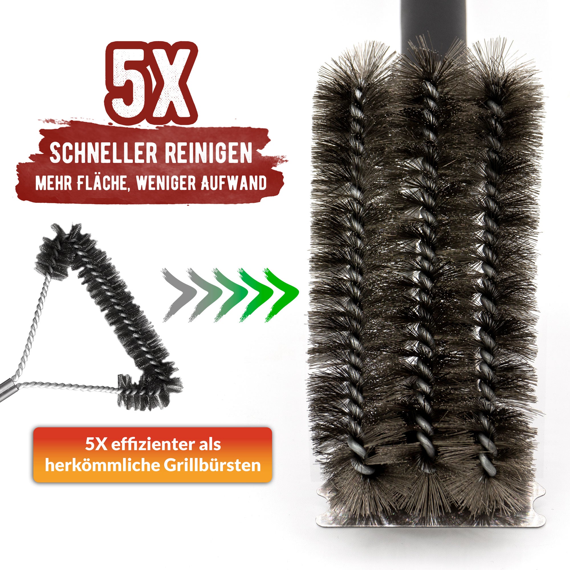 B-Ware! Hochwertige Profi BBQ Grillbürste aus Edelstahl - 360° Reinigung - Verpackung kann eingerissen oder beschädigt sein! - grillart®