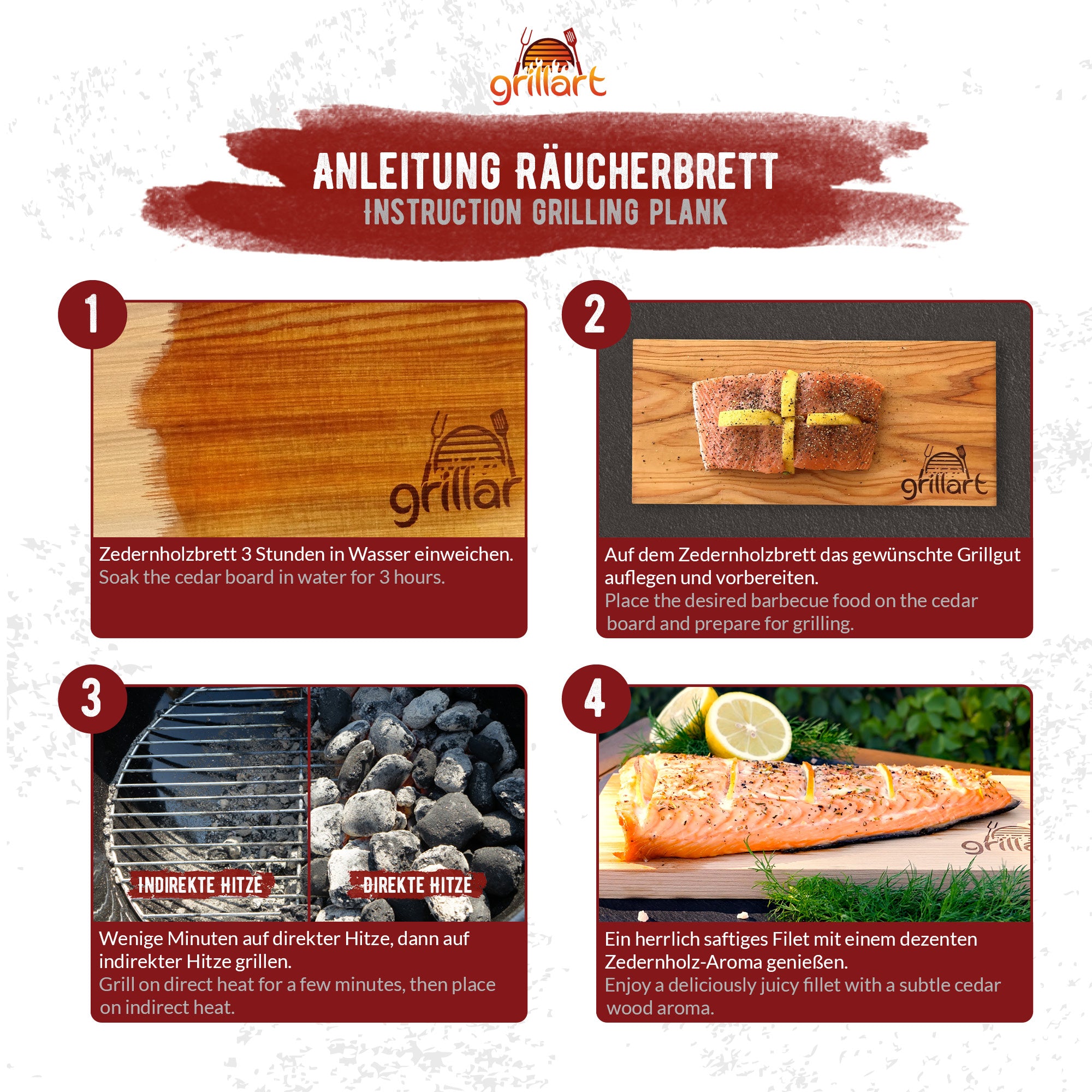 Zedernholzbretter zum Grillen –  aus 100% natürlichem Western Red Zedernholz - grillart®