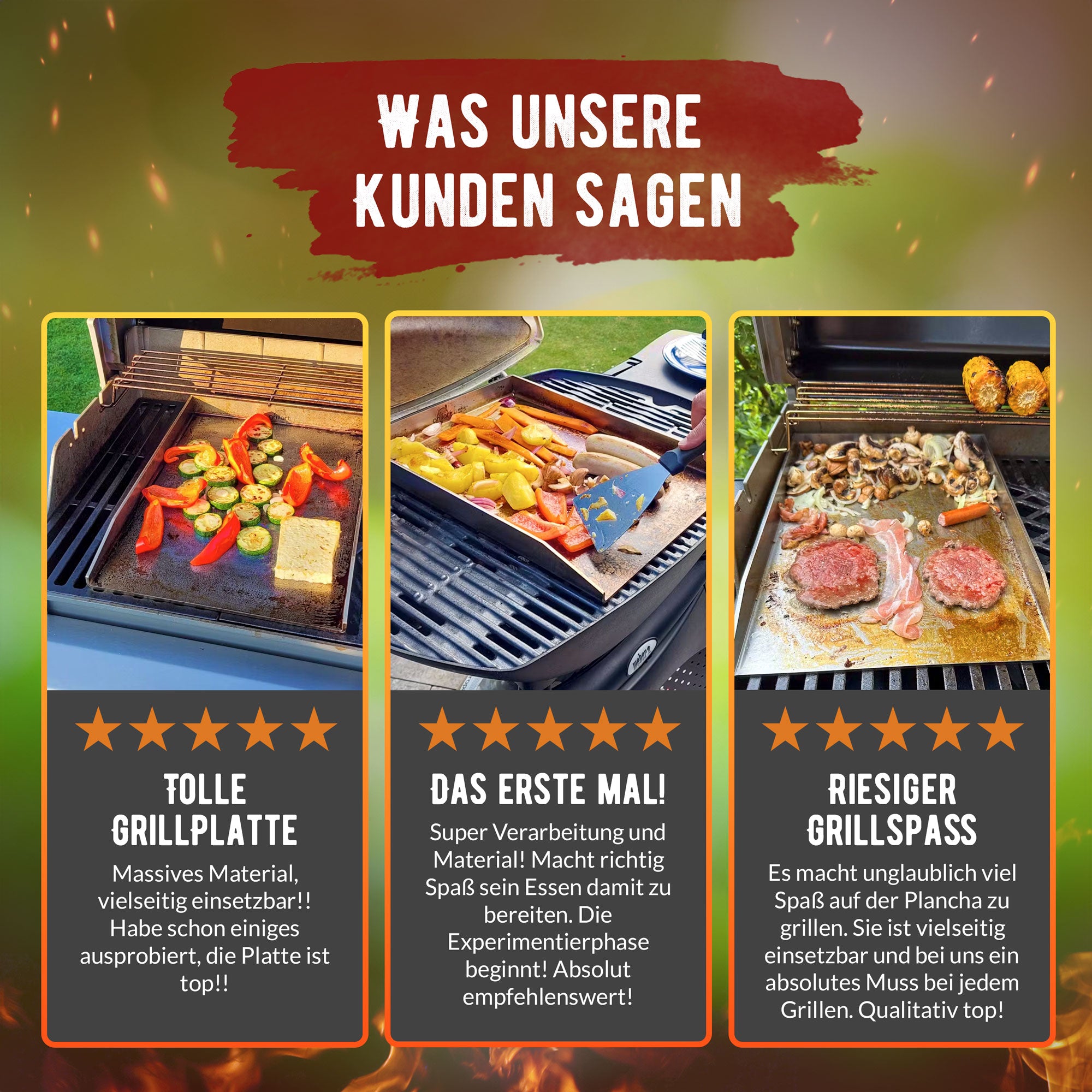 Premium Plancha Grillplatte aus hochwertigem Edelstahl inkl. Grillspachtel - hergestellt in Österreich (Induktionsgeeignet) - grillart®