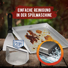 Premium Plancha Grillplatte aus hochwertigem Edelstahl inkl. Grillspachtel - hergestellt in Österreich (Induktionsgeeignet) - grillart®