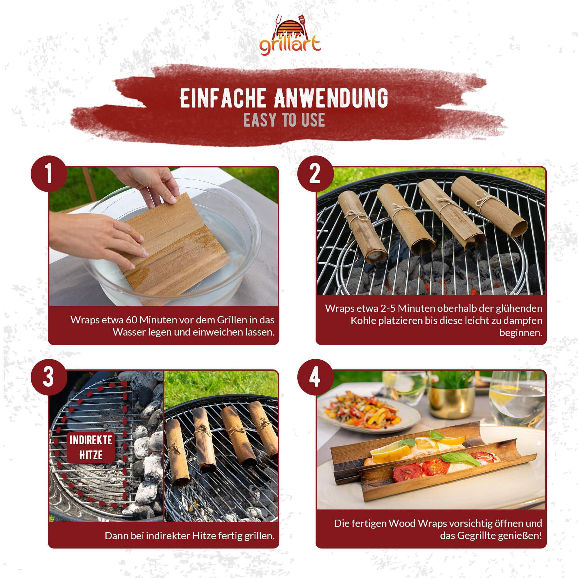 Premium BBQ Wood Wraps - 12 Pack in XL Größe - grillart®