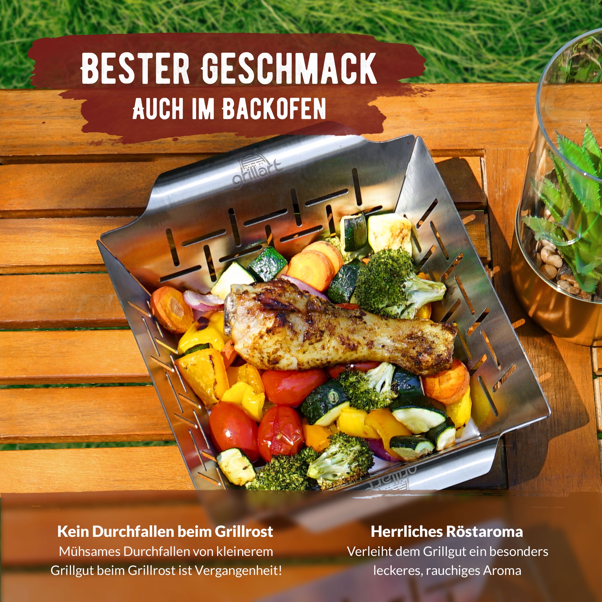 Premium Grillkorb und Grillschale aus hochwertigem Edelstahl - grillart®