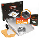 Premium Plancha Grillplatte aus hochwertigem Edelstahl inkl. Grillspachtel und Burgerpapier (Induktionsgeeignet) - grillart®