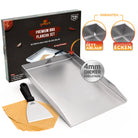 Premium Plancha Grillplatte aus hochwertigem Edelstahl inkl. Grillspachtel und Burgerpapier (Induktionsgeeignet) - grillart®