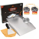 Premium Plancha Grillplatte aus hochwertigem Edelstahl inkl. Grillspachtel und Burgerpapier (Induktionsgeeignet) - grillart®