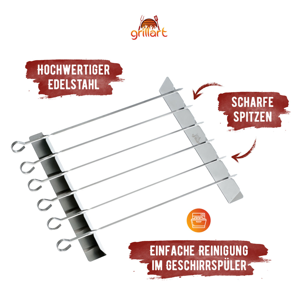 B-Ware! Premium Schaschlikspieße aus Edelstahl mit Gestell - grillart®
