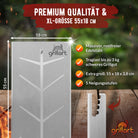 B-Ware! Premium Flammlachsbrett mit Halterung aus Edelstahl für herrlichen Flammlachs - Es können Risse und Astlöcher vorhanden sein - grillart®