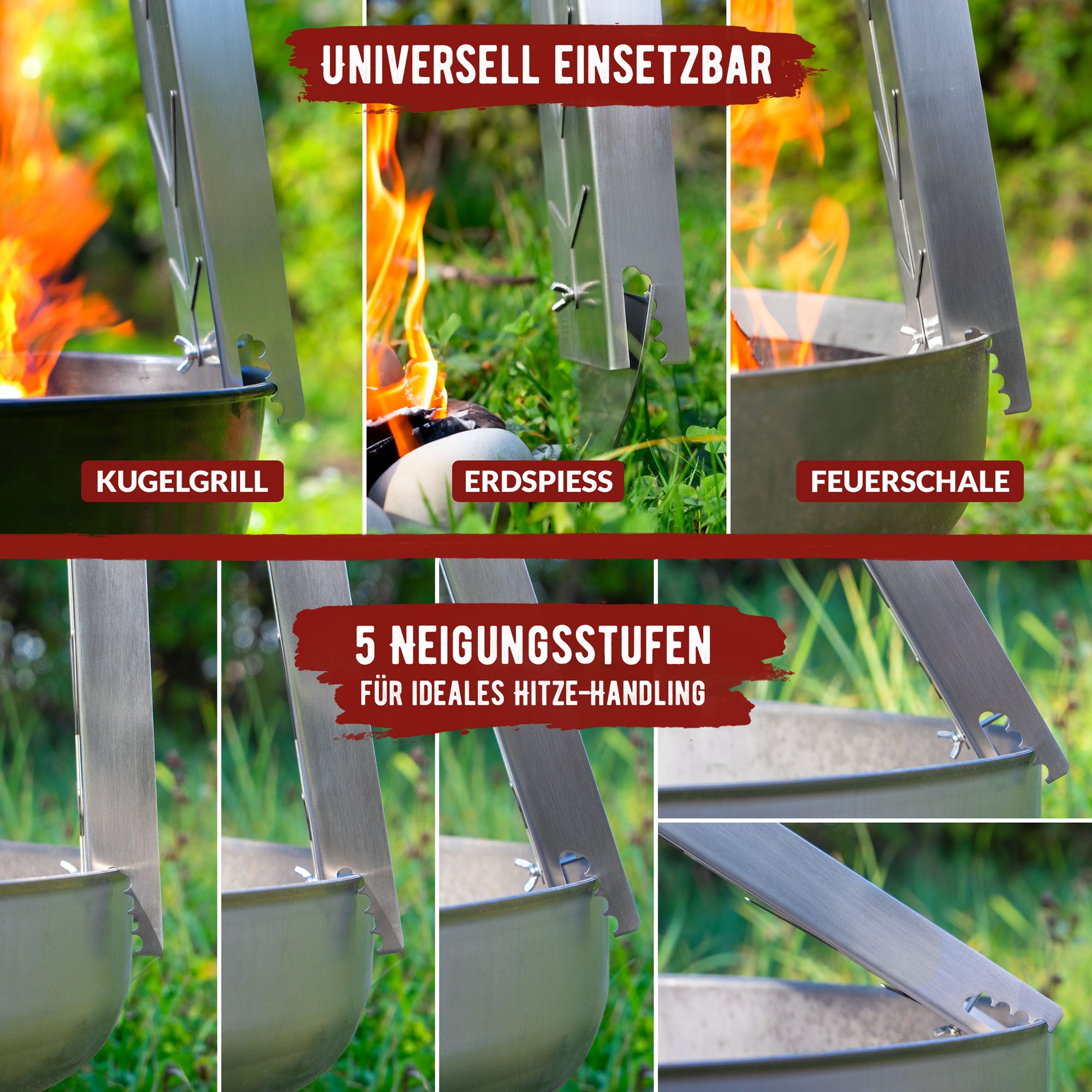 B-Ware! Premium Flammlachsbrett mit Halterung aus Edelstahl für herrlichen Flammlachs - Es können Risse und Astlöcher vorhanden sein - grillart®