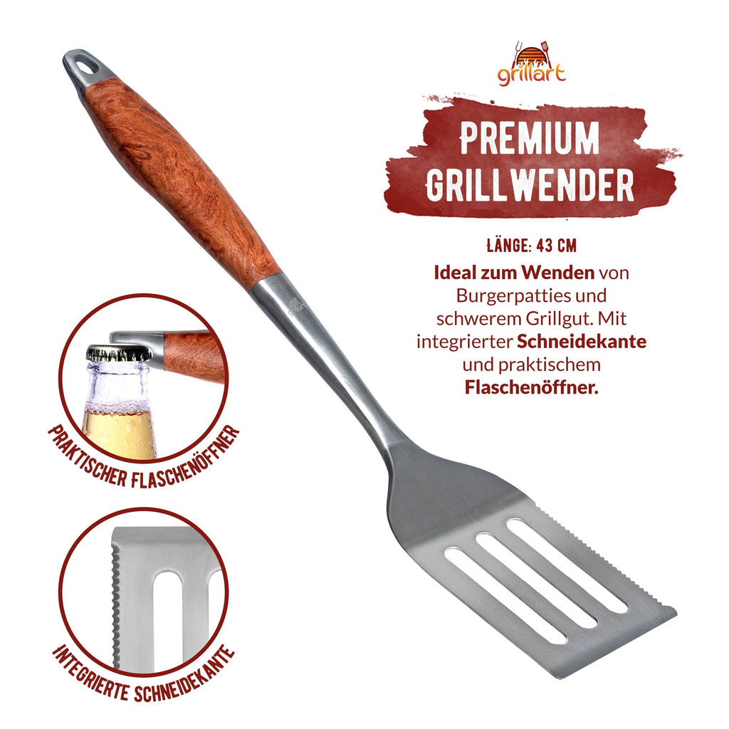 B - Ware! grillart® Premium Grillbesteck Set, 3 - teilig aus hochwertigem Edelstahl und edlen Holzgriffen - Verpackung kann eingerissen oder beschädigt sein! - grillart®