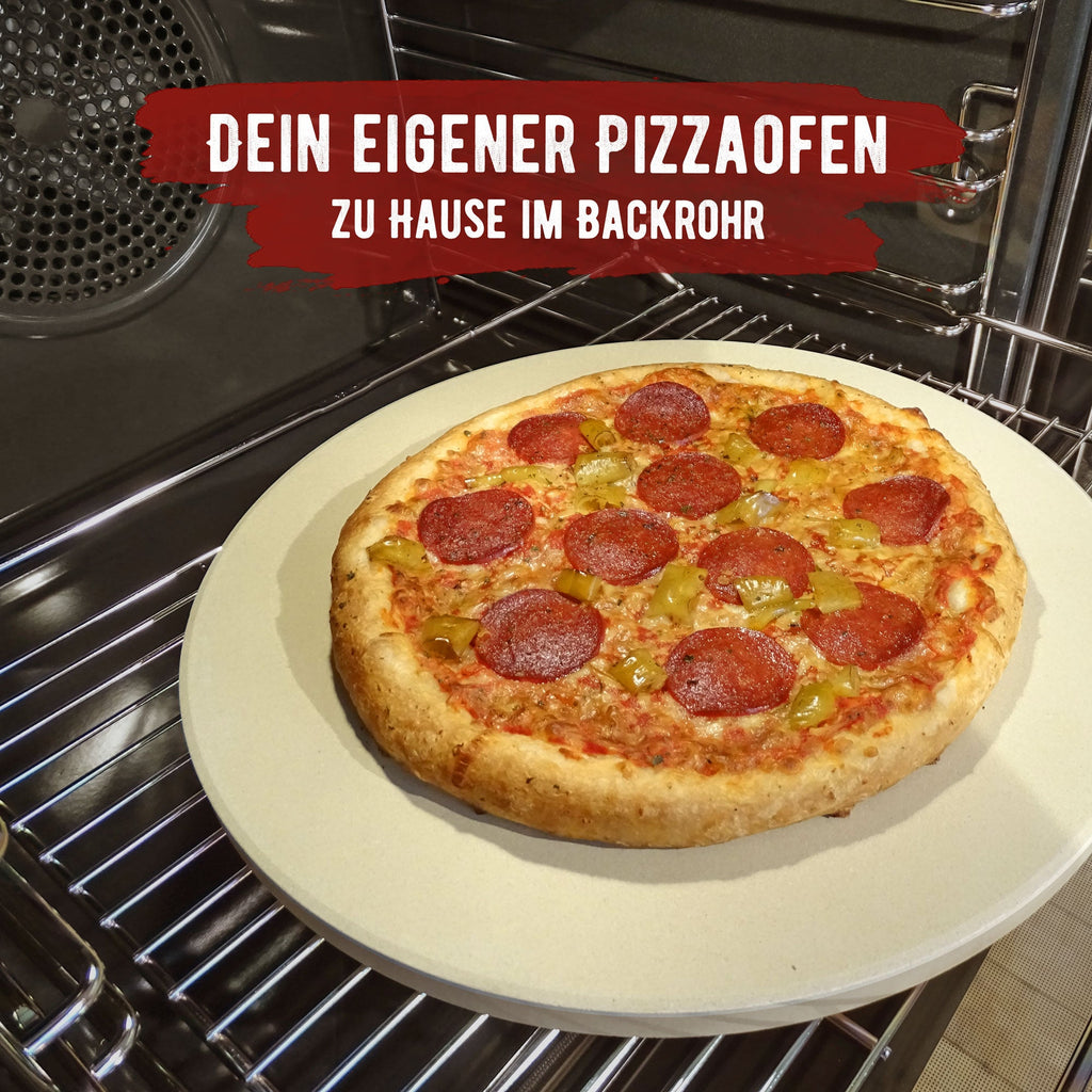 B - Ware Premium Pizzastein für Gasgrill, Holzkohlegrill und Backofen - im Set - Verpackung kann eingerissen oder beschädigt sein! - grillart®