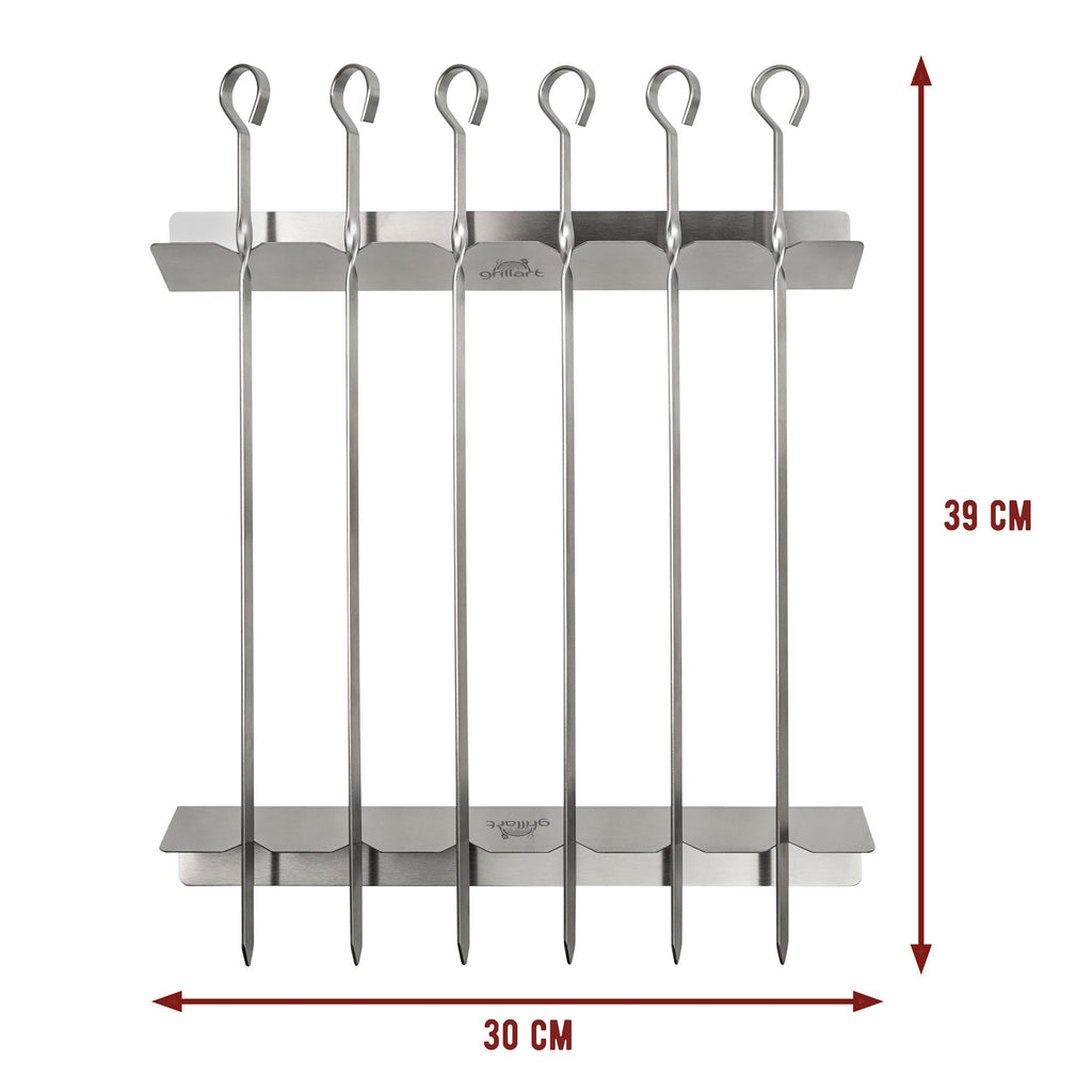 B - Ware! Premium Schaschlikspieße aus Edelstahl mit Gestell - Verpackung kann eingerissen oder beschädigt sein! - grillart®