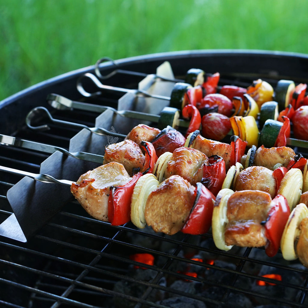 B - Ware! Premium Schaschlikspieße aus Edelstahl mit Gestell - Verpackung kann eingerissen oder beschädigt sein! - grillart®