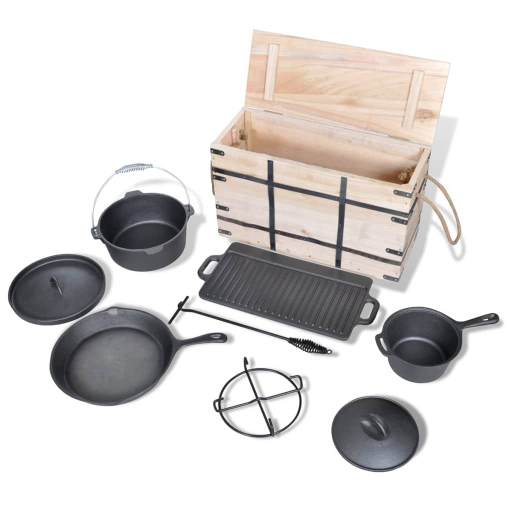 Dutch Oven Set in eleganter Holzkiste 9 - teilig - grillart®