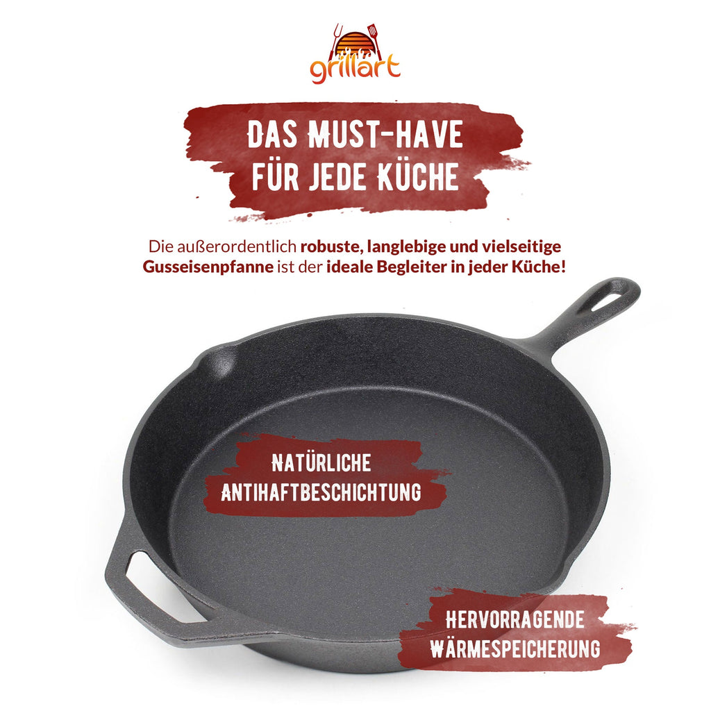 Hochwertige Gusseisen - Pfanne - 25cm - grillart®