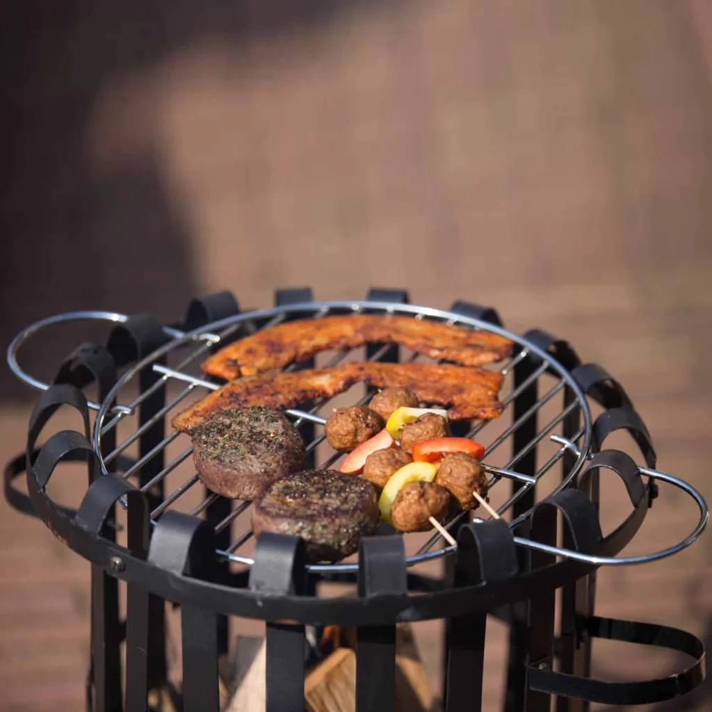 Feuerkorb aus Stahl und mit grillart® Grillrost – Bodenplatte